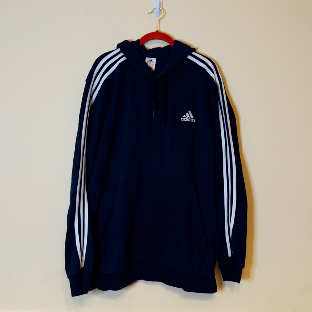 Adidas Men's Essentials 3-Stripes Pullover Hoodie in navy blue Sz 2XL‎